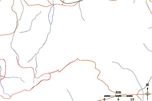 Roads and rivers around Perumal Peak