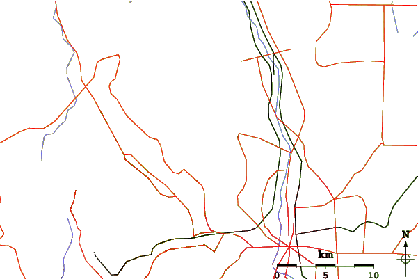 Roads and rivers around Petkash Peak