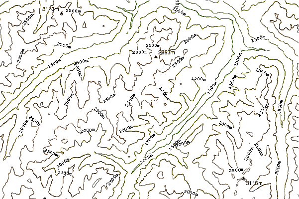 Mountain peaks around Pezid