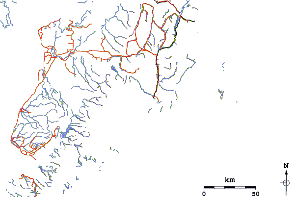 Roads and rivers around Phoenix Peak