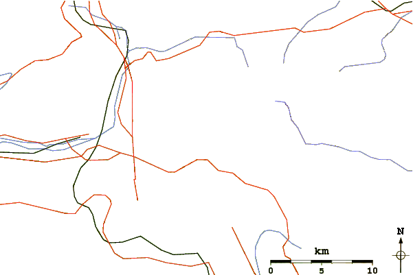 Roads and rivers around Pic De Bertagne