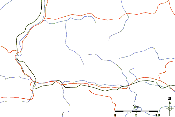 Roads and rivers around Pic de Bugarach