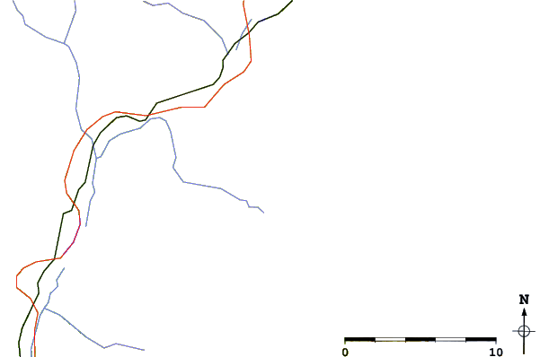 Roads and rivers around Piccolo Summit (Fitzsimmons Range)