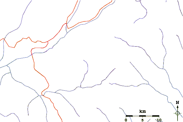 Roads and rivers around Pico Espejo