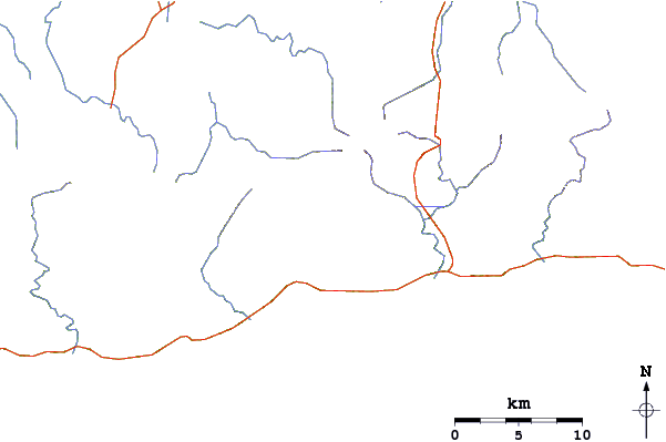 Roads and rivers around Pico Turquino