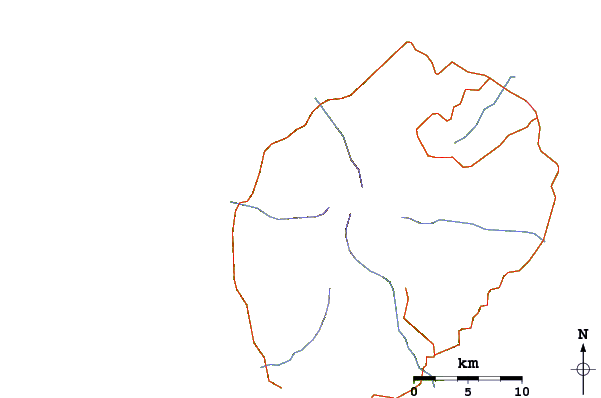 Roads and rivers around Pico de São Tomé