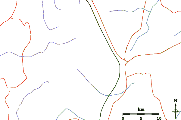 Roads and rivers around Pico do Bradador