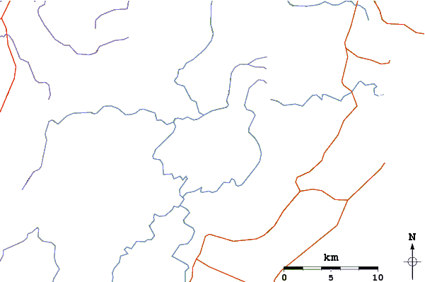 Roads and rivers around Pigeon House Mountain