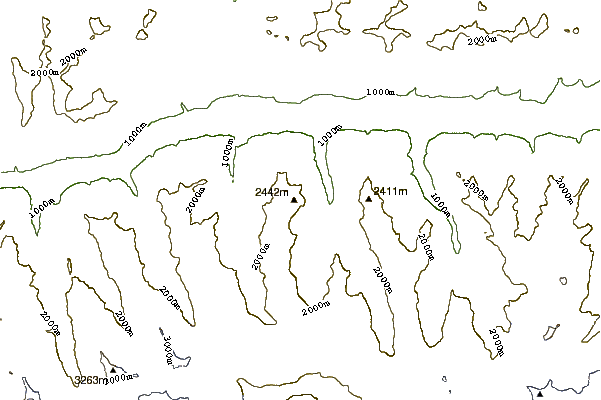 Mountain peaks around Pihapper