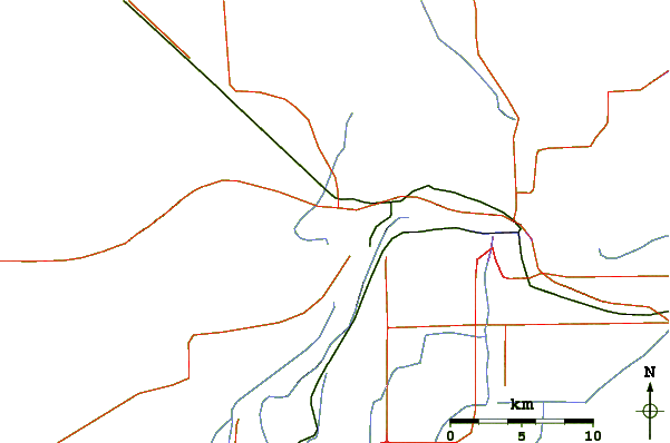 Roads and rivers around Pilot Knob (Imperial County, California)