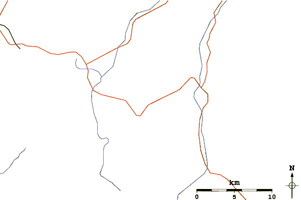 Roads and rivers around Pitchoff Mountain