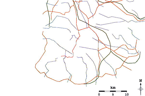 Roads and rivers around Piton de la Petite Rivière Noire