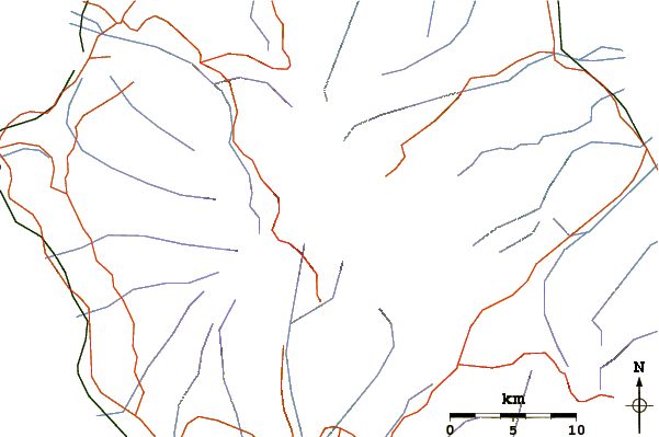 Roads and rivers around Piton des Neiges