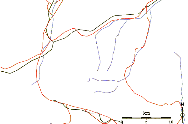 Roads and rivers around Piz Alpetta (Curnera)