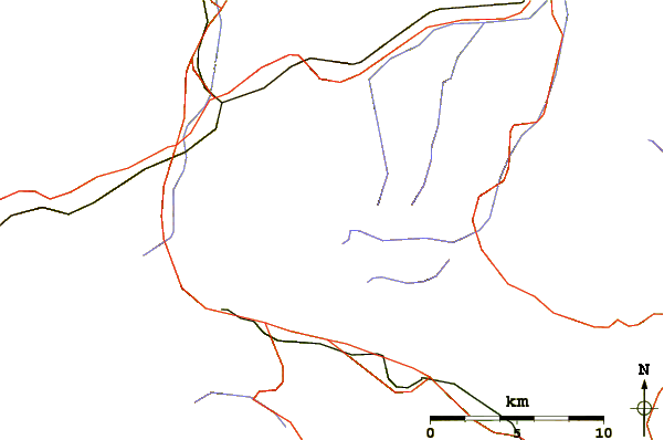 Roads and rivers around Piz Alv (UR, GR, TI)