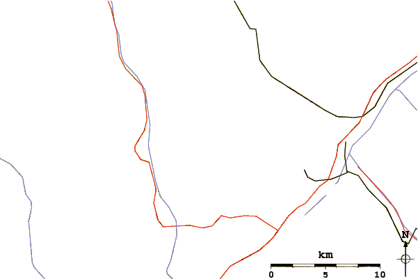 Roads and rivers around Piz Calderas