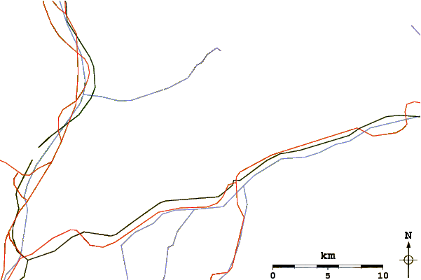 Roads and rivers around Piz Cavardiras