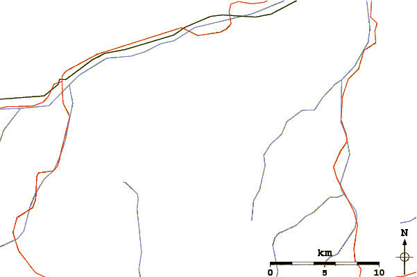 Roads and rivers around Piz Cavel