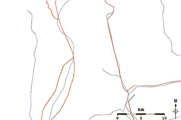 Roads and rivers around Piz Corbet