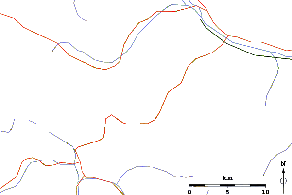 Roads and rivers around Piz Costainas