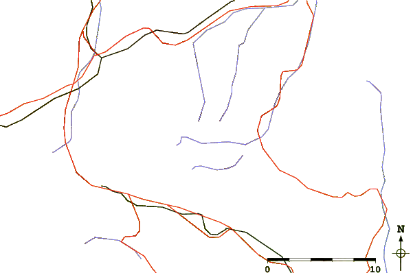 Roads and rivers around Piz Denter