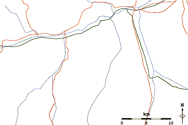 Roads and rivers around Piz Fess