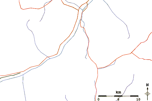 Roads and rivers around Piz Lad