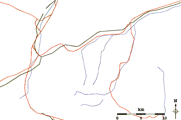 Roads and rivers around Piz Maler