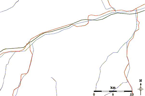 Roads and rivers around Piz Nadéls