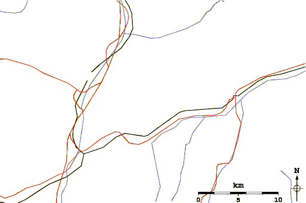 Roads and rivers around Piz Nair (Tujetsch)