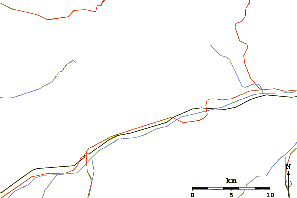 Roads and rivers around Piz Ner