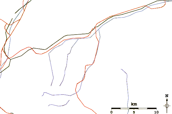 Roads and rivers around Piz Pazzola