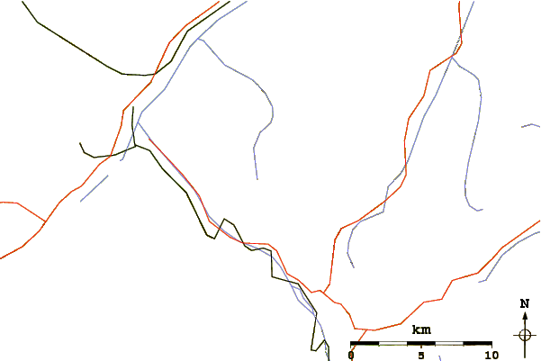 Roads and rivers around Piz Prüna