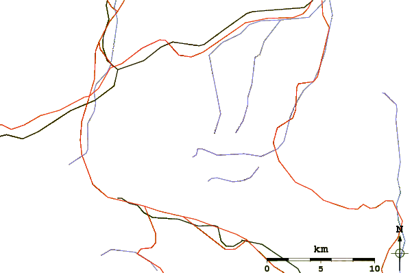 Roads and rivers around Piz Ravetsch