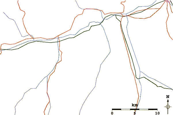 Roads and rivers around Piz Riein