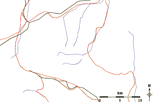 Roads and rivers around Piz Rondadura