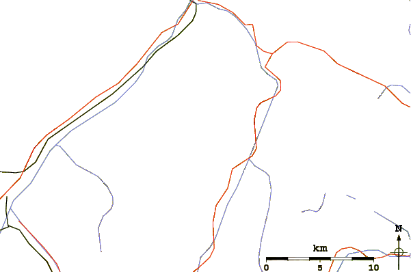 Roads and rivers around Piz Saliente