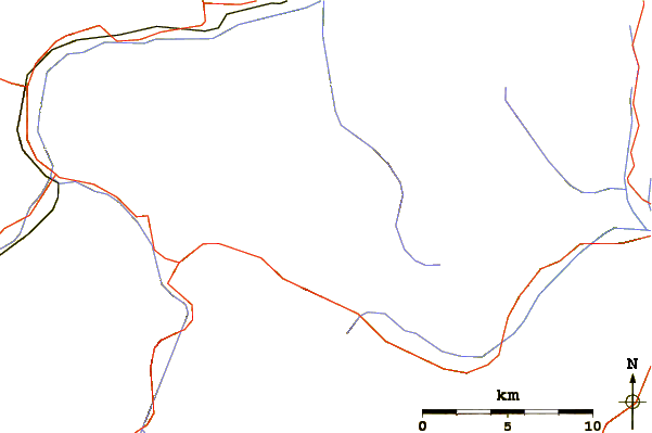 Roads and rivers around Piz Tavrü