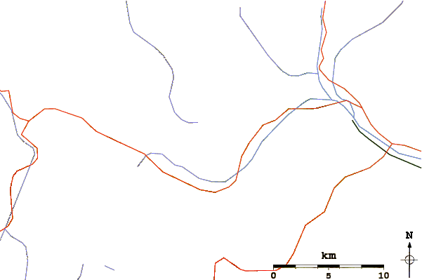 Roads and rivers around Piz Terza