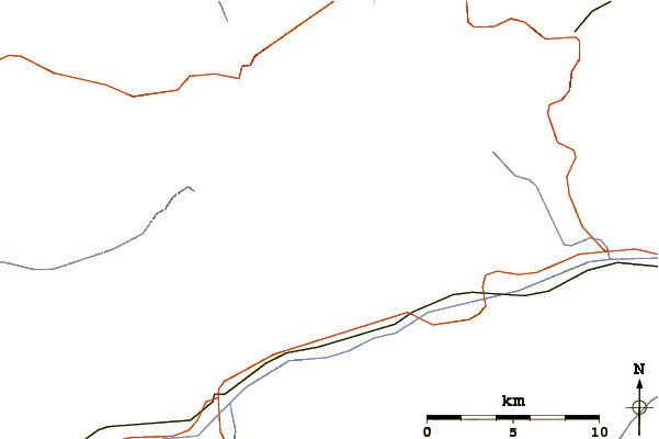 Roads and rivers around Piz Urlaun