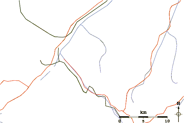 Roads and rivers around Piz Vadret (Val Prüna)