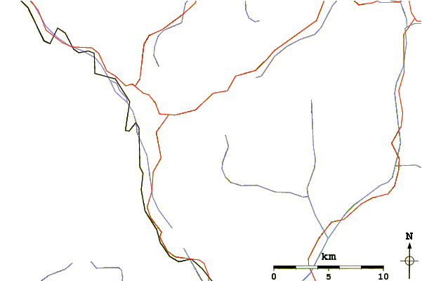 Roads and rivers around Piz dal Teo