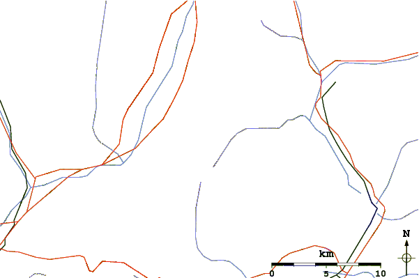 Roads and rivers around Piz de Cressim