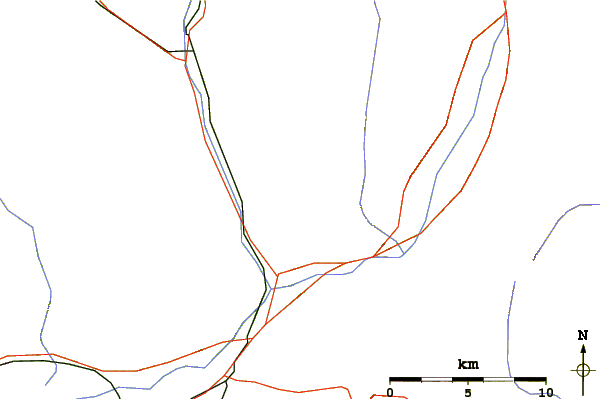 Roads and rivers around Piz de Molinera