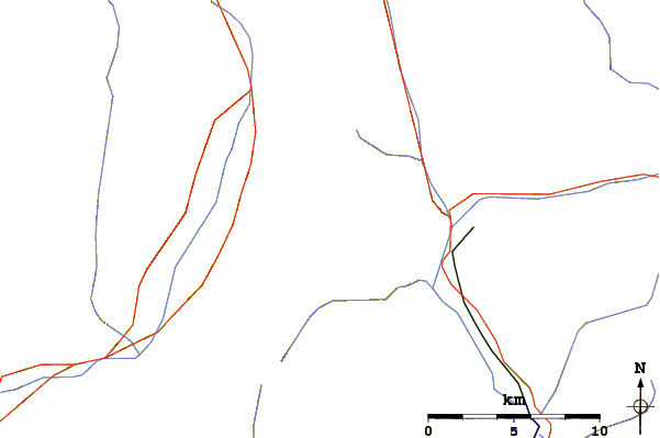 Roads and rivers around Piz della Forcola