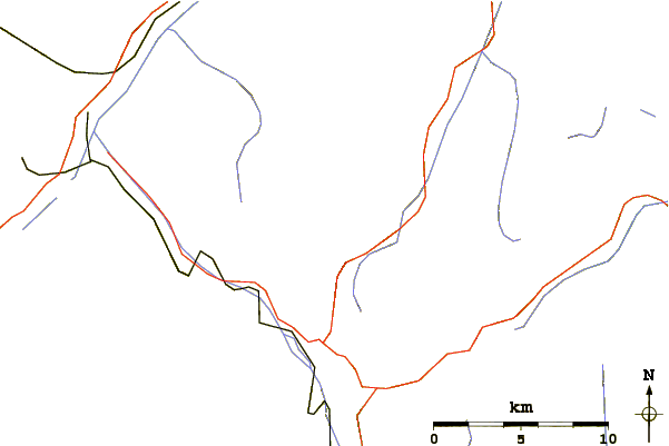 Roads and rivers around Piz la Stretta