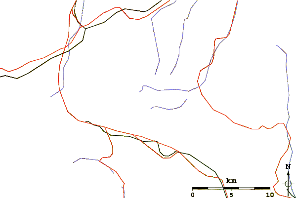 Roads and rivers around Pizzo Taneda