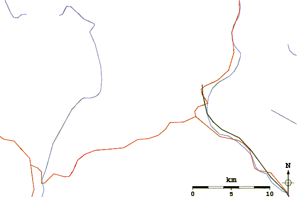 Roads and rivers around Pizzo d'Orsalia