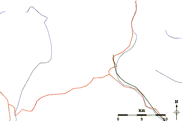 Roads and rivers around Pizzo d'Orsalietta