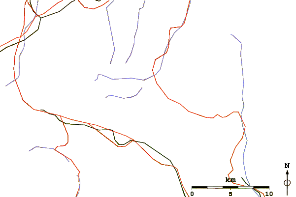 Roads and rivers around Pizzo dell'Uomo